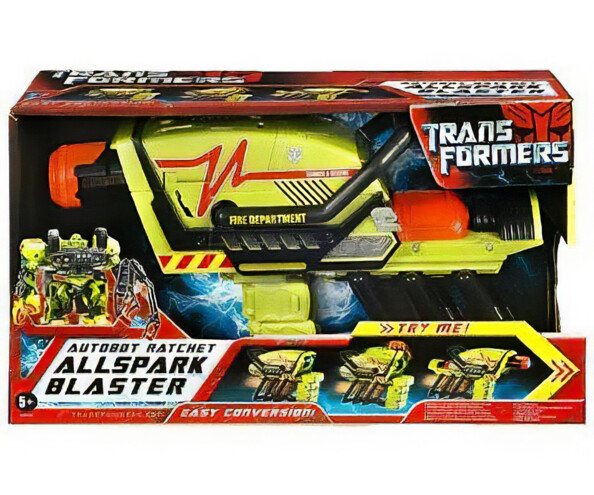 Blaster Transformers vert lime, texte Search and Rescue, logo Autobot argenté