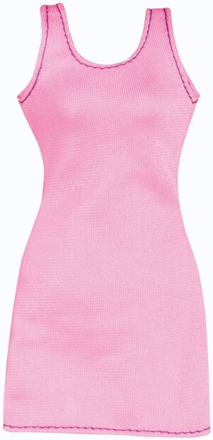 Top rose moulant Barbie sans manches sur mannequin de couture