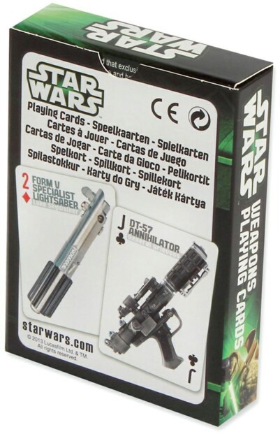 Dos de la boîte de cartes Star Wars avec exemples de cartes visibles