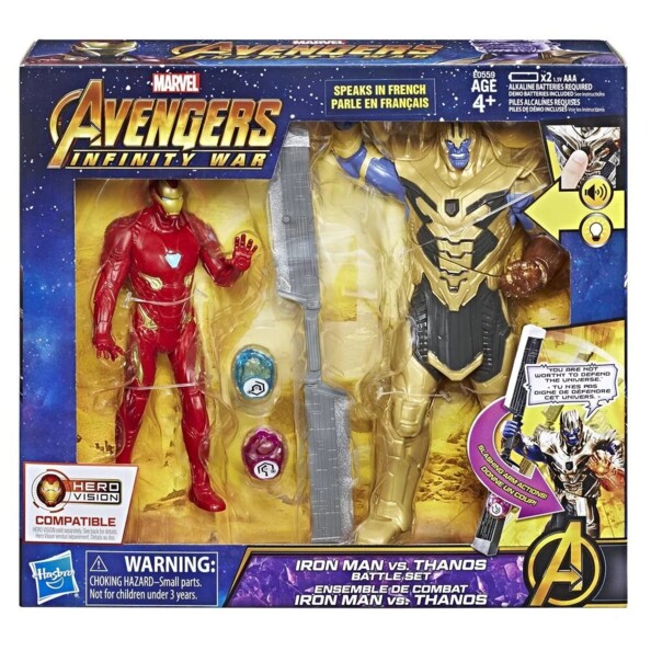 Coffret Hasbro Avengers Infinity War Iron Man vs Thanos dans son emballage avec figurines visibles