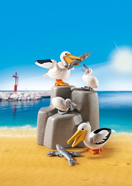 Couple de pélicans et leurs 2 bébés Playmobil