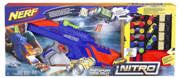 Propulseur électrique de voiturettes Nerf Nitro MotoFury Rapid Rally dans son emballage cartonné