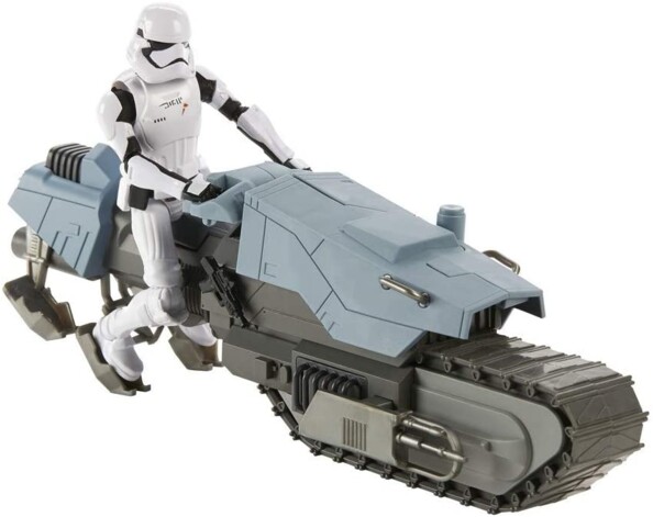Speeder à chenilles avec figurine Stormtrooper assise et skis arrière