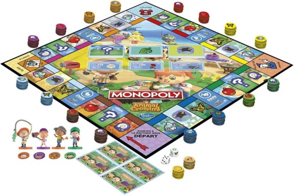 Plateau de jeu avec pions et cartes Animal Crossing