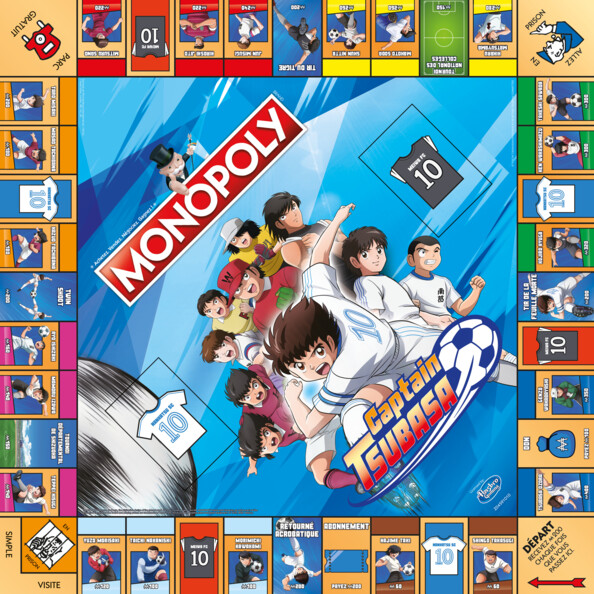 Plateau de jeu avec vue d'ensemble des cases joueurs, techniques spéciales, prison, départ, parc gratuit, allez en prison