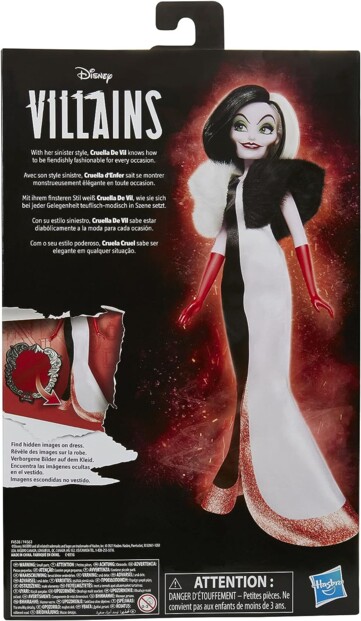 Poupée mannequin de la sinistre Cruella des 101 dalmatiens de Disney