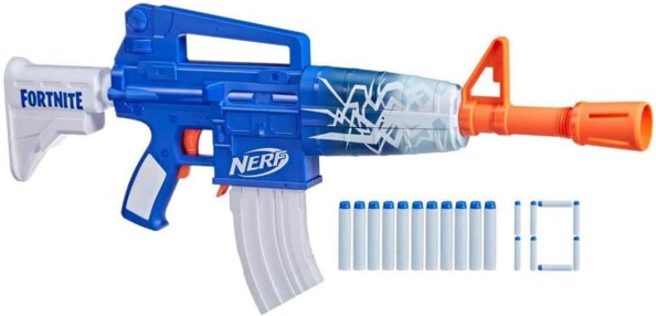 Pistolet Nerf Fortnite Blue Shock avec 10 fléchettes