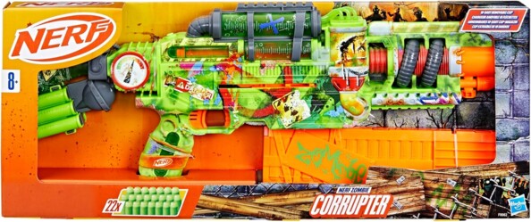 Blaster Nerf Zombie Corrupter avec chergeur et mécanisme ambidextre