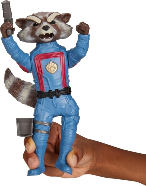 Appuie at actionne la figurine Rocket Les Gardiens de la Galaxie