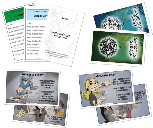 Cartes Chance et propriétés Monopoly Metallica, illustrations de fans et titres de chansons