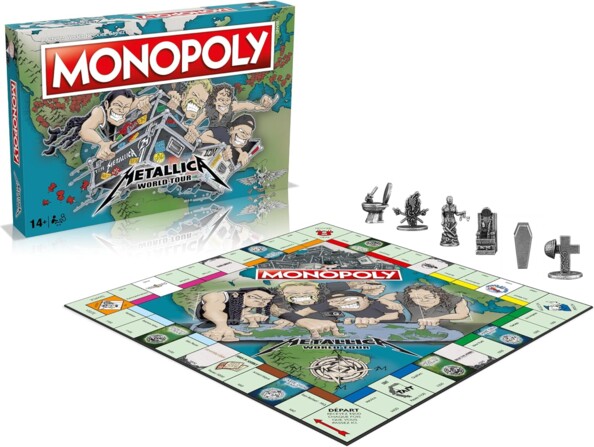 Jeu de société Monopoly Metallica World Tour, boîte avec plateau et 6 pions collectors