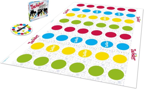 Jeu d'équilibre Twister avec tapis géant et 2x plus de pastilles