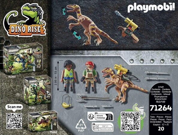 Dos boîte Playmobil 71264 Deinonychus et Guerriers