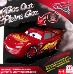 Boîte du jeu Cars 3 Gas Out Pleins Gaz avec Flash McQueen rouge et logo Mattel