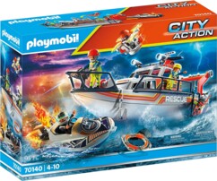 Jeu de construction Playmobil City Action sauvetage en mer, vue de la boîte avec bateau RESCUE et 95 pièces