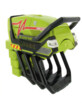 Jouet Transformers vert lime, motif rouge zigzag, logo Autobot argenté