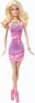 Figurine habillable Barbie en robe rose clair à imprimé robe de soirée, trois colliers