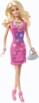 Jeu de mode Barbie en robe pailletée avec sac argenté et motifs étoilés