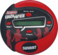 Scrabble rouge et noir de jeu électronique avec écran LCD central, boutons et silhouettes imprimées sur la coque
