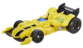 Voiture de course jaune Transformers Bumblebee, vue de profil sur fond blanc