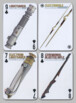Quatre cartes à jouer trèfle avec sabres laser et blaster cérémonial