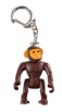 Porte-clés singe marron au visage orange avec chaîne et anneau métalliques sur fond blanc