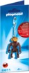 Porte-clés figurine singe marron avec visage beige, chaîne métallique et emballage bleu Playmobil