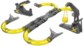 Circuit Exost Loop avec double voie centrale grise, virages jaunes et grue à boulet de démolition