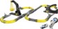 Circuit Exost Loop complet avec tubes jaunes, boulet pendulaire, voiture blanche et télécommande