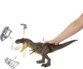 Mise en situation de l'éjection de la muselière fournie en accessoire en plusieurs morceaux après pression sur le bouton du dinosaure