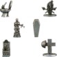 Figurines collectors Monopoly Metallica, six pions métalliques sculptés