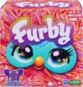 Peluche robot Furby Hasbro, vue de la face avant de la boîte avec mentions interactives