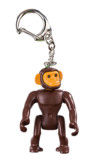 Porte-clés singe marron au visage orange avec chaîne et anneau métalliques sur fond blanc